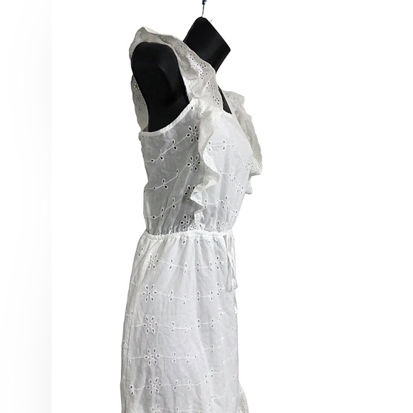 White eyelet lace tiered ruffle front tiered prairie style dress size medium new - Picture 15 of 15